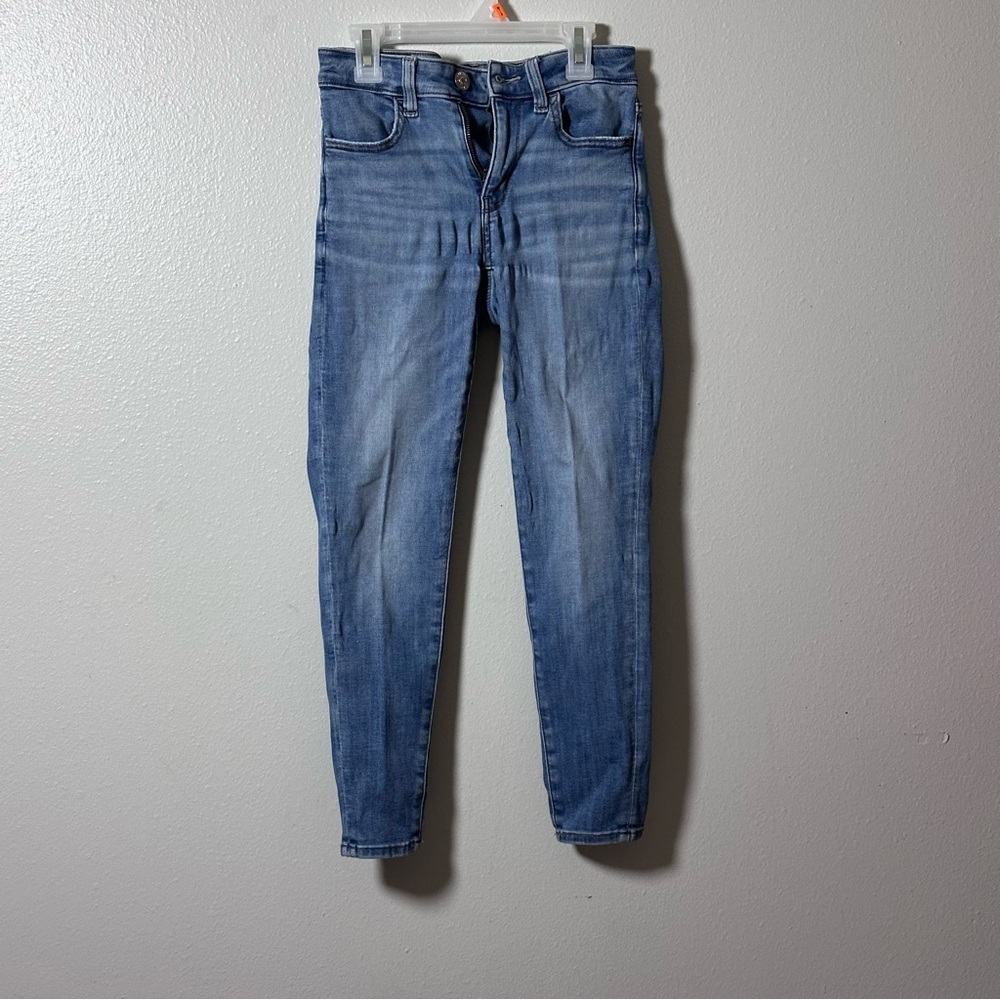 American Eagle Women Blue Jegging‎ Crop Jeans Next Level Stretch size 0 Short.